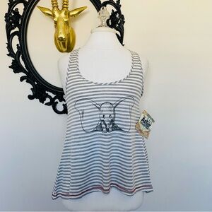 Disney Artist Collection for Target Gray and White Stripped Dumbo Tank Top